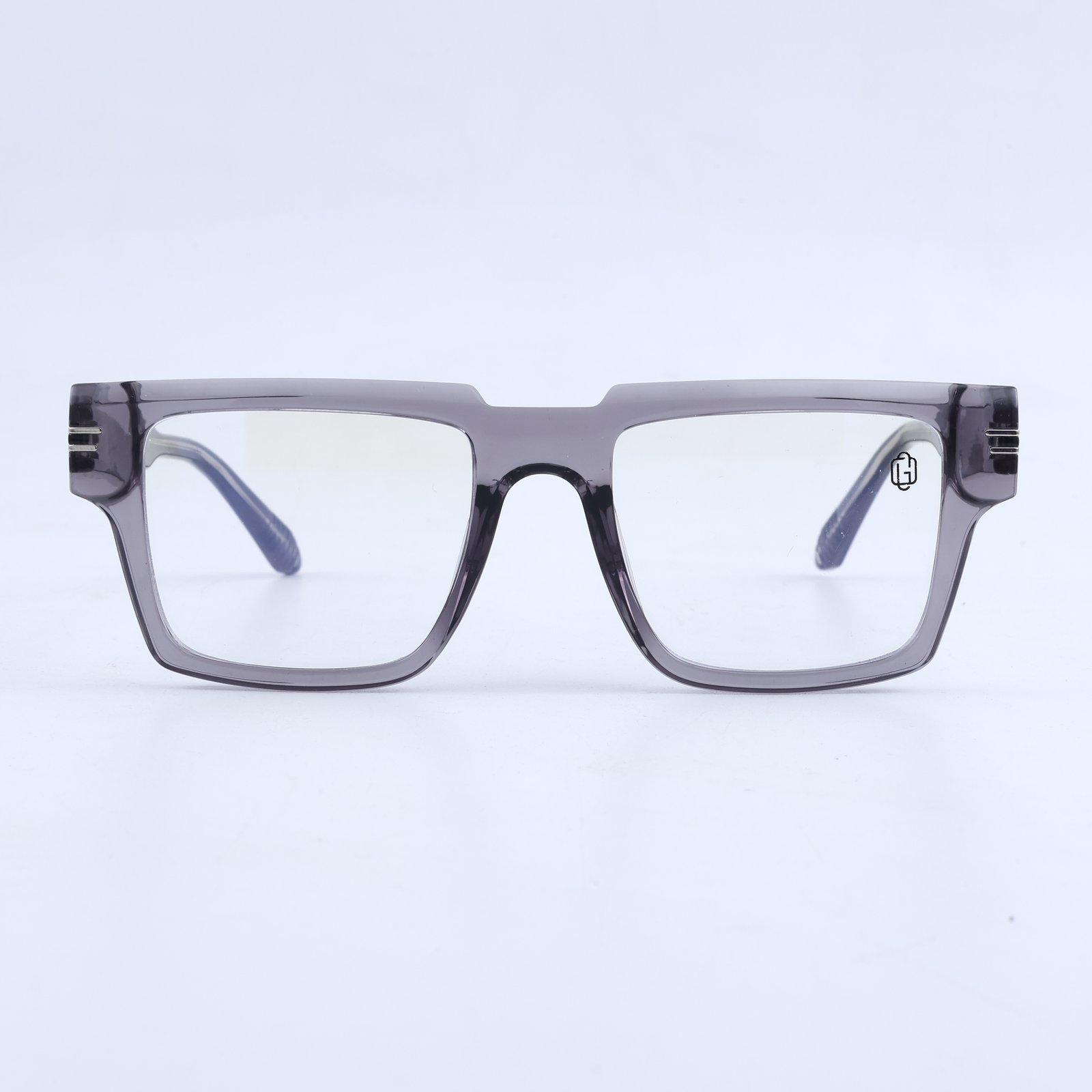OG Smoke Luxe Edge | Transparent Grey Square Eyeglasses