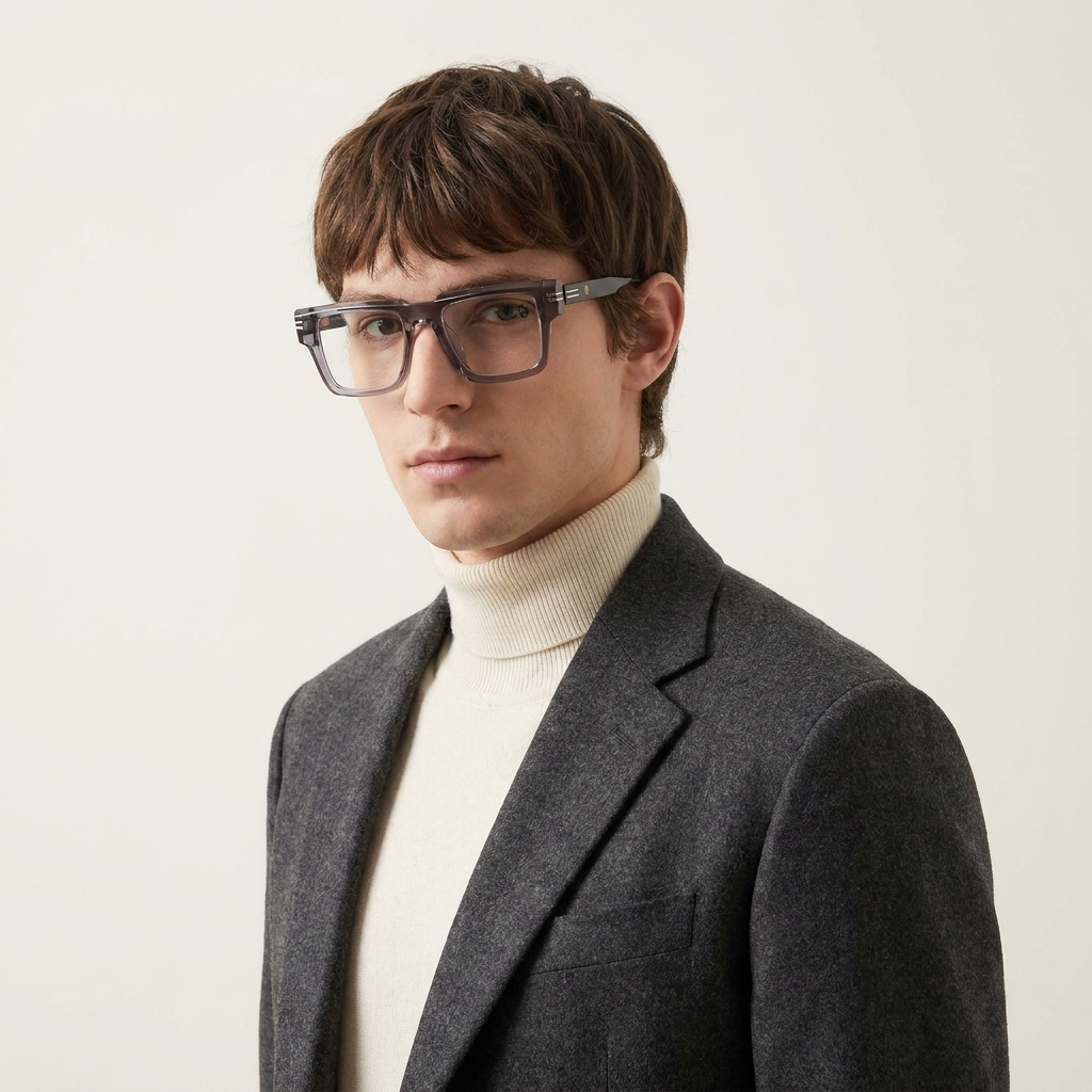 OG Smoke Luxe Edge | Transparent Grey Square Eyeglasses
