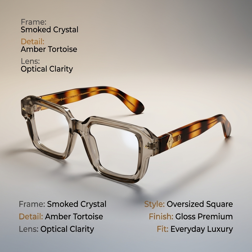 OG Smokey Havana | Transparent Ash Square Eyeglasses with Tortoise Gold Temples