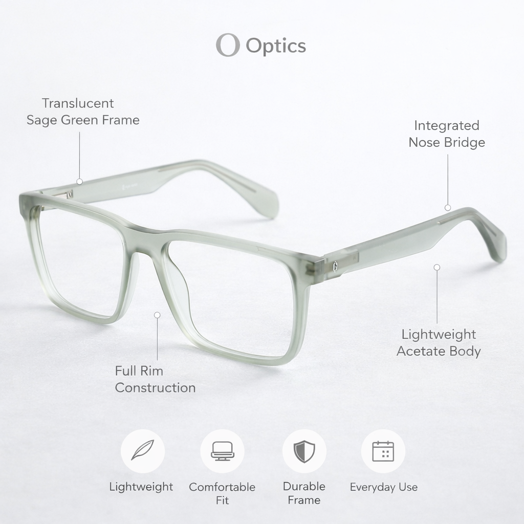 OG Square Frame Eyeglasses | Classic Full Rim Optical Frame for Men