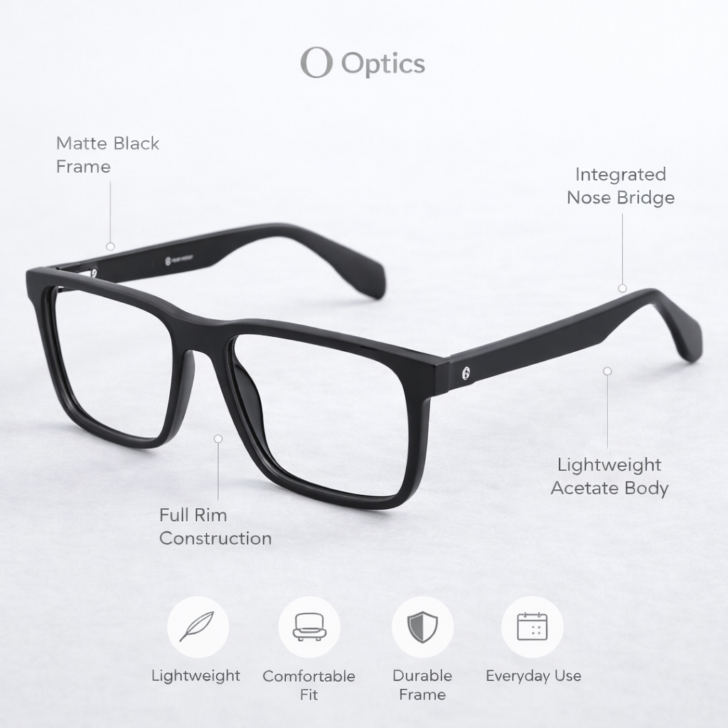 OG Square Frame Eyeglasses | Classic Full Rim Optical Frame for Men