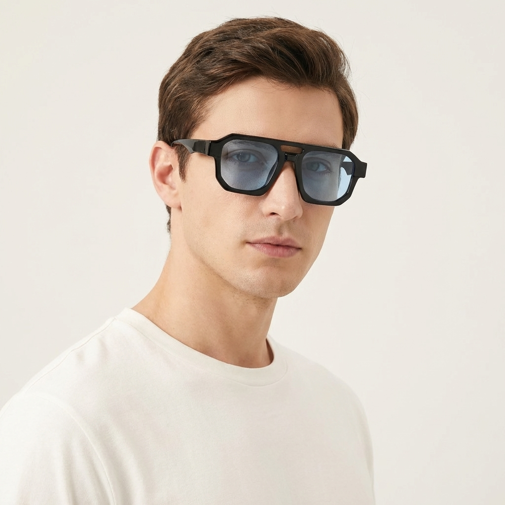 OG Stealth Blue | Bold Shield Frame Sunglasses