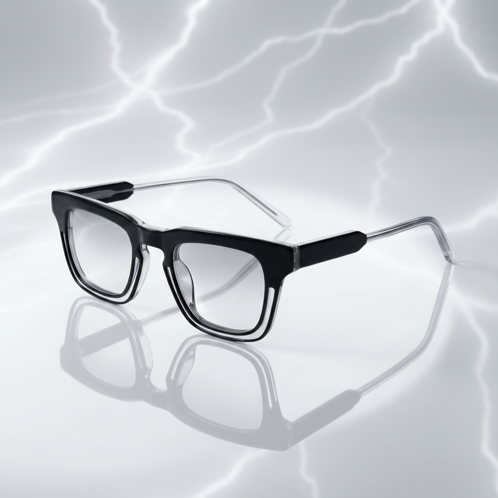OG Stealth Fusion Full Rim Square Eyeglasses | Premium Glossy Black Transparent Optical Frame for Men