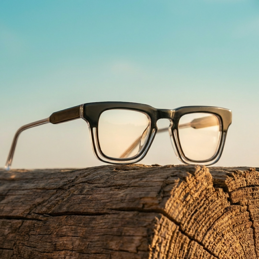 OG Stealth Fusion Full Rim Square Eyeglasses | Premium Glossy Black Transparent Optical Frame for Men