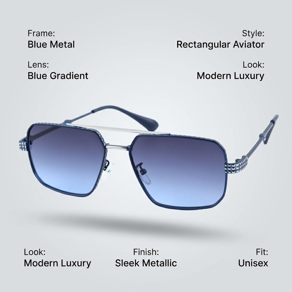 OG Steel Blue | Textured Edge Square Gradient Sunglasses