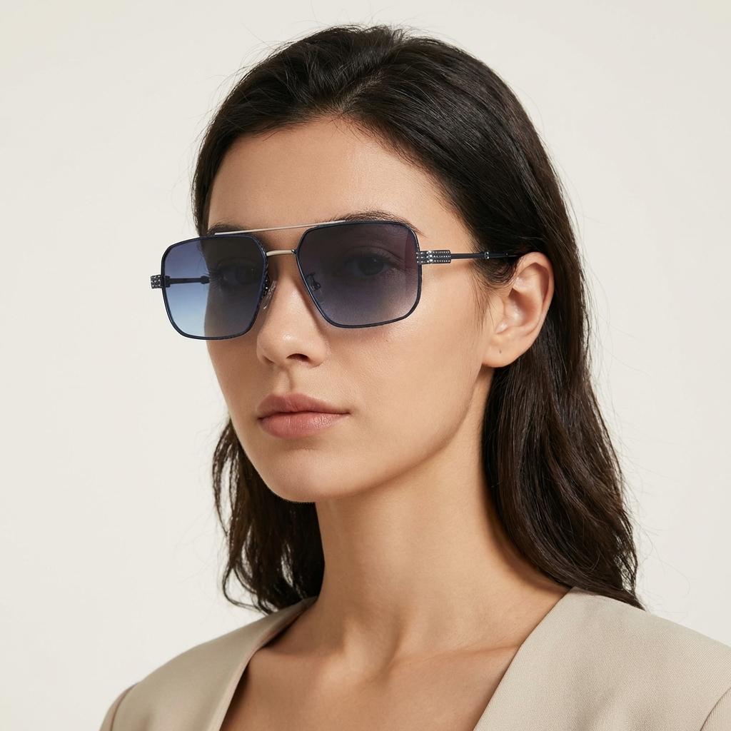 OG Steel Blue | Textured Edge Square Gradient Sunglasses