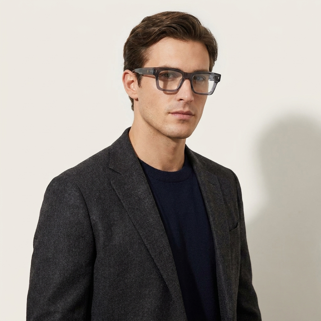 OG Storm Crystal | Transparent Grey Square Eyeglasses with Signature Gold Detailing