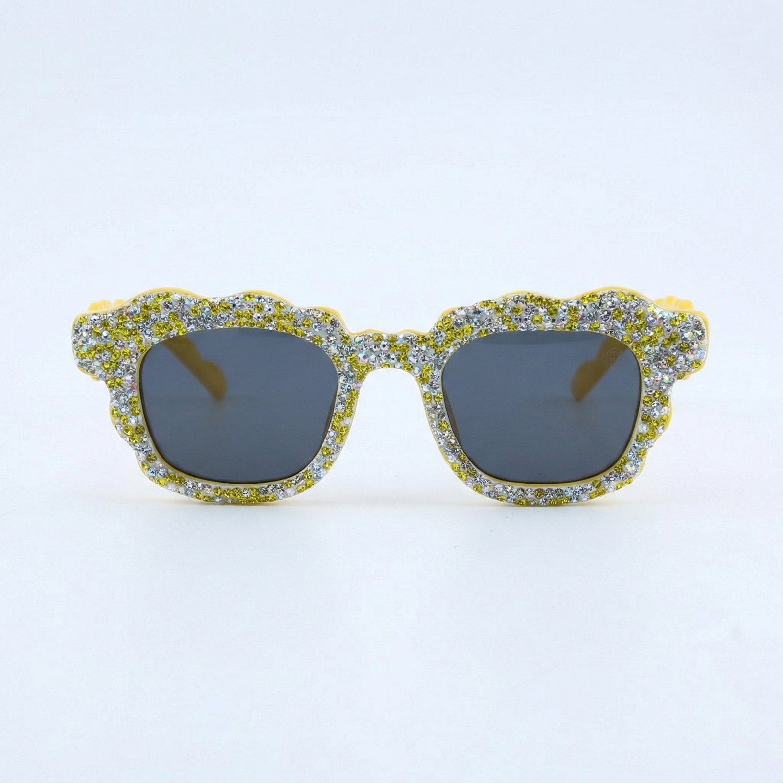 OG Sunshine Sparkle Wave Sunglasses | Yellow Crystal-Studded Luxury Statement Shades for Women