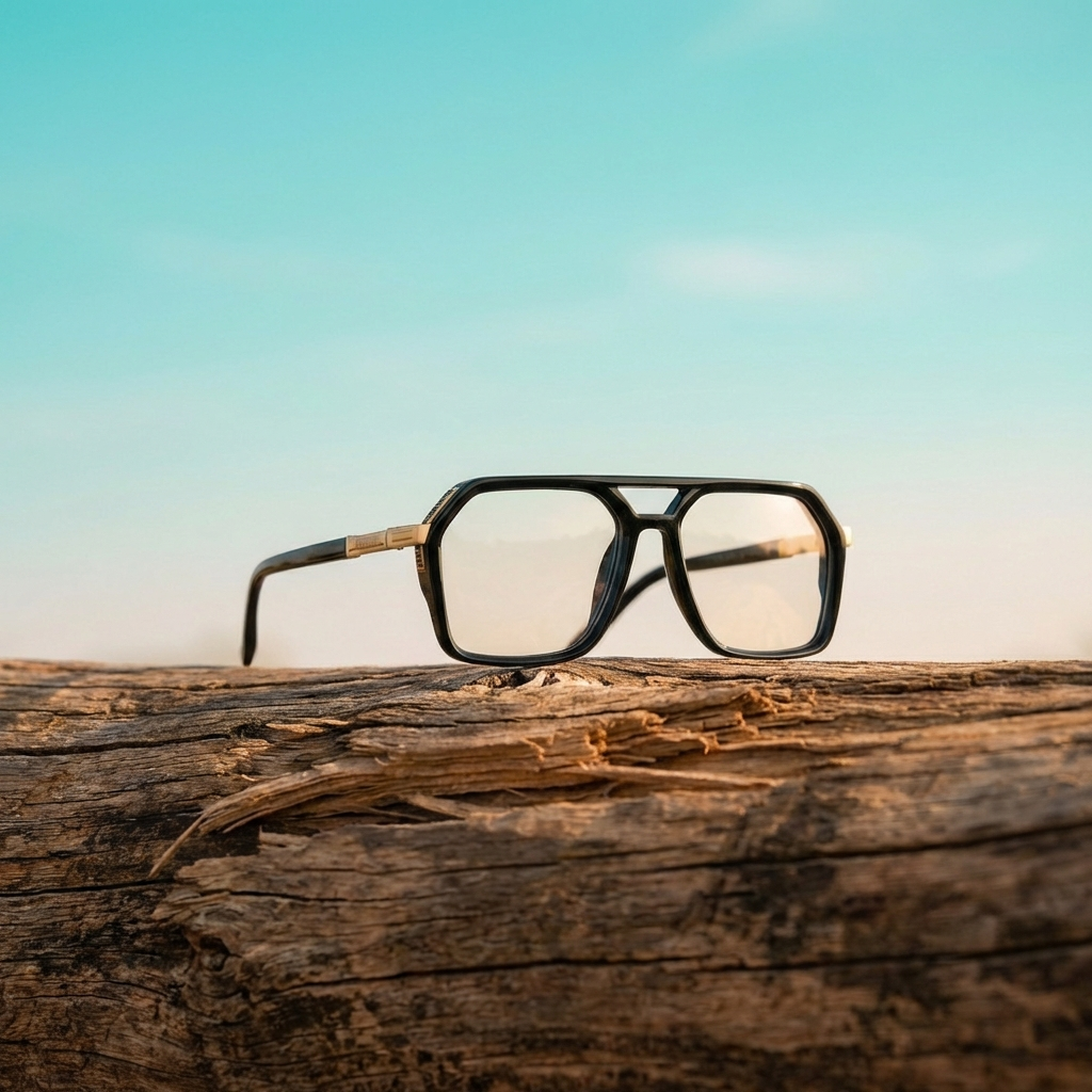 OG Titan Bar Full Rim Square Eyeglasses | Bold Premium Optical Frame with Metal Accent for Men