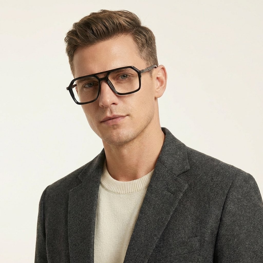 OG Titan Edge Full Rim Square Eyeglasses | Premium Bold Black Optical Frame for Men