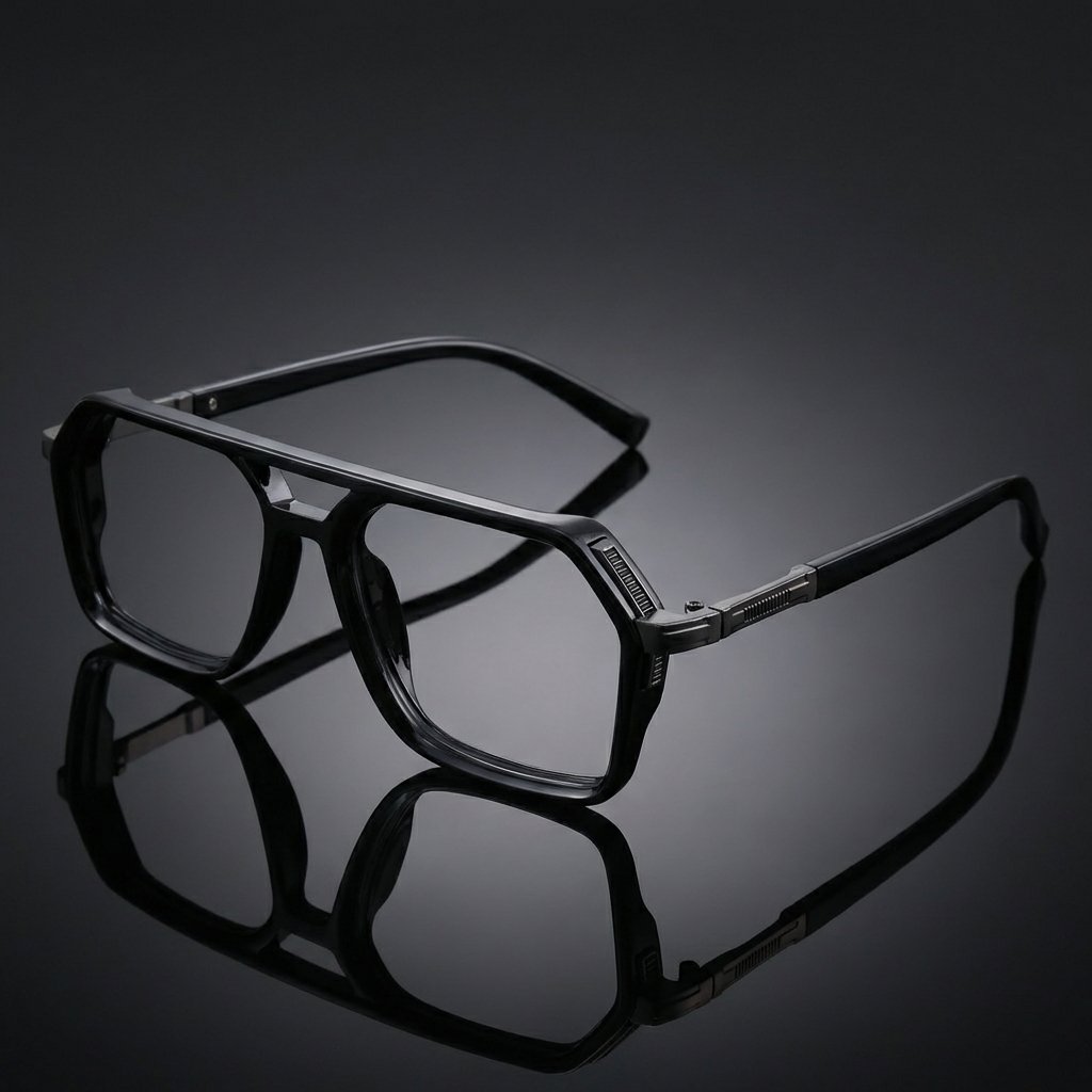 OG Titan Edge Full Rim Square Eyeglasses | Premium Bold Black Optical Frame for Men