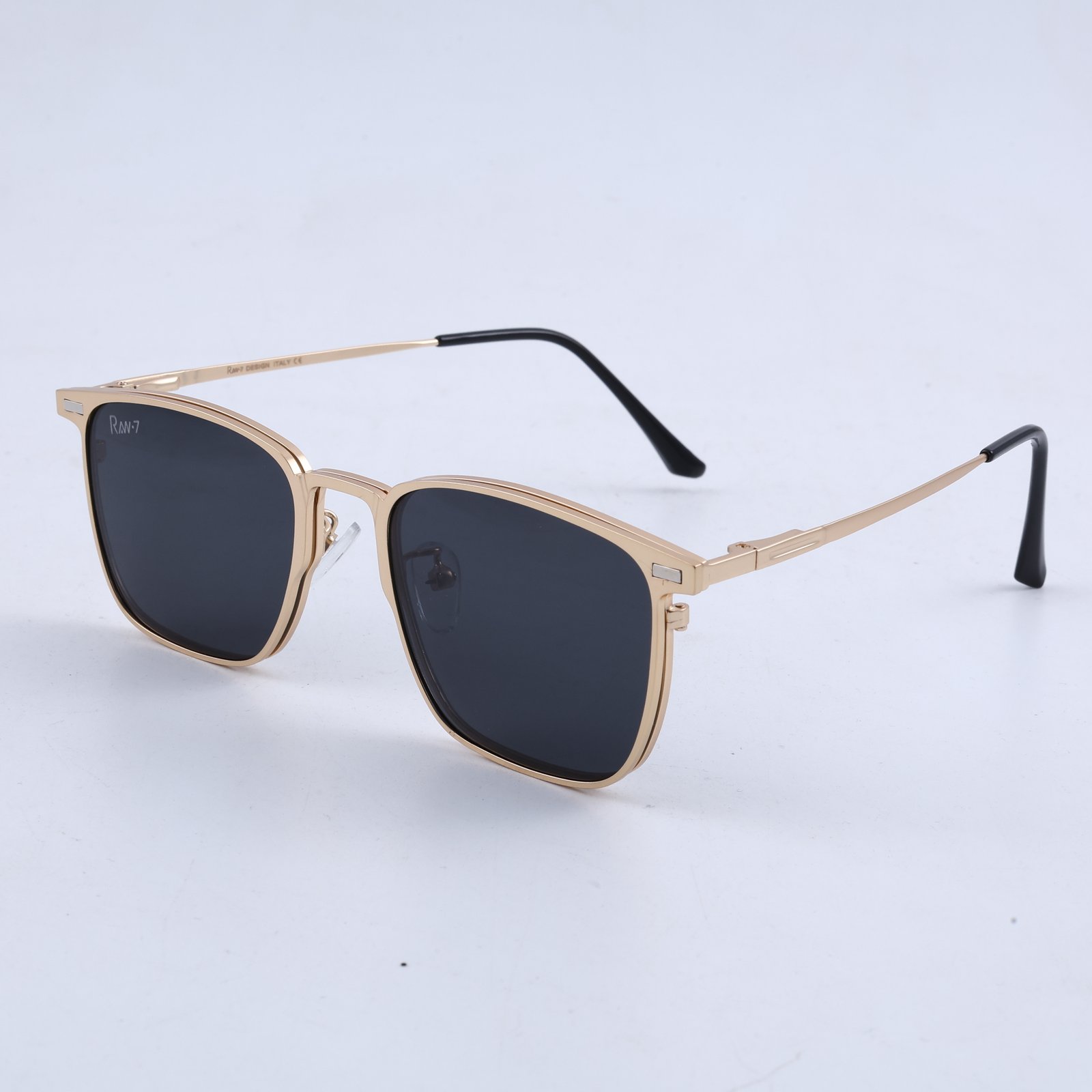 OG Titan Flex | Luxury Gold Magnetic Clip-On Square Eyeglasses with Interchangeable Sun & Night Driving Lenses