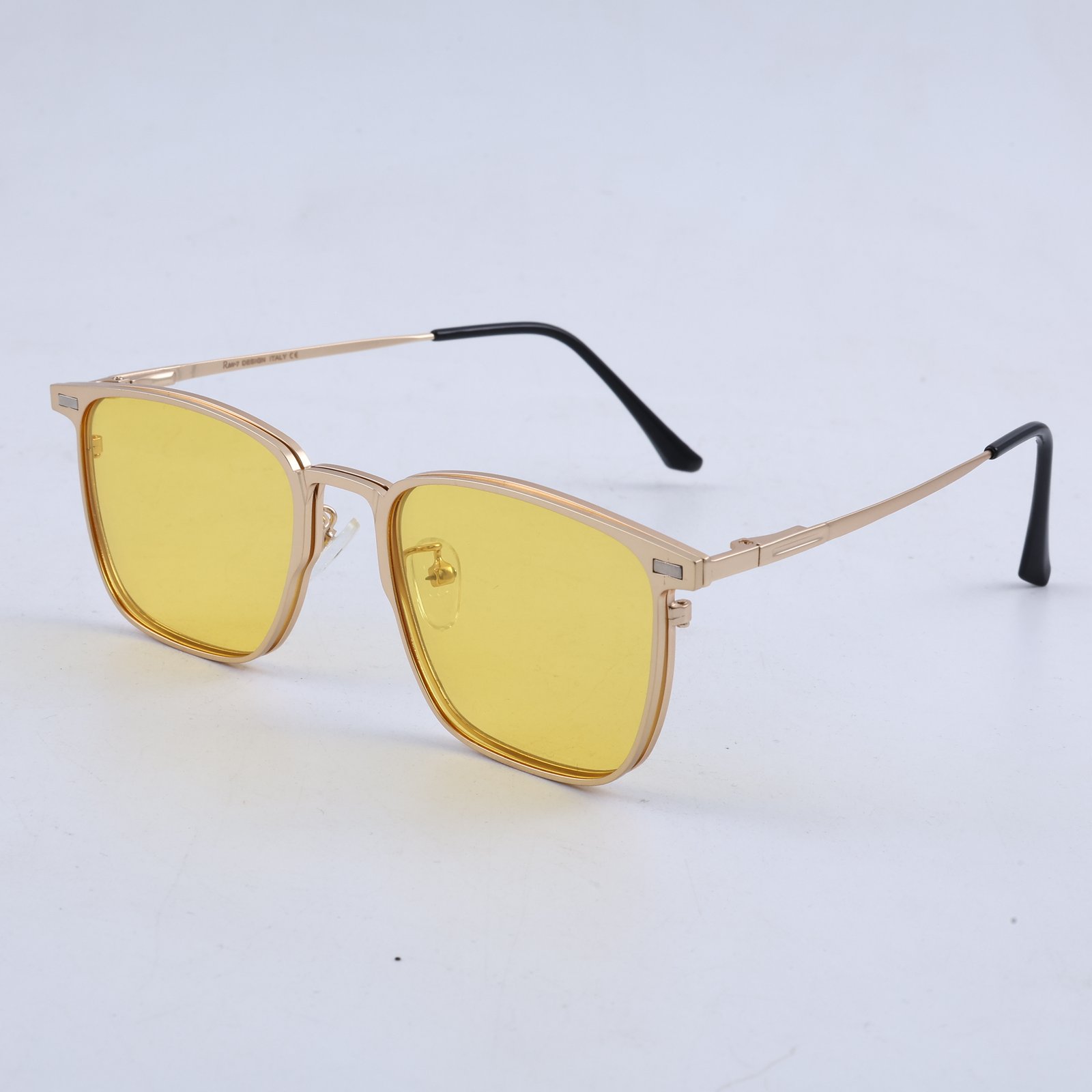 OG Titan Flex | Luxury Gold Magnetic Clip-On Square Eyeglasses with Interchangeable Sun & Night Driving Lenses