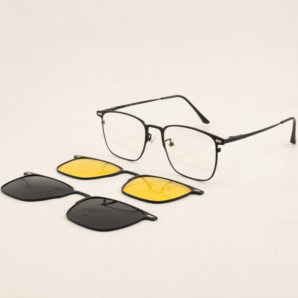 OG Titanium Eclipse | Luxury Matte Black Magnetic Clip-On Eyewear with Dual Lens Set
