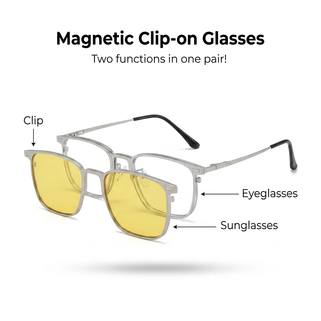 OG Titanium Eclipse | Premium Silver Magnetic Clip-On Eyewear