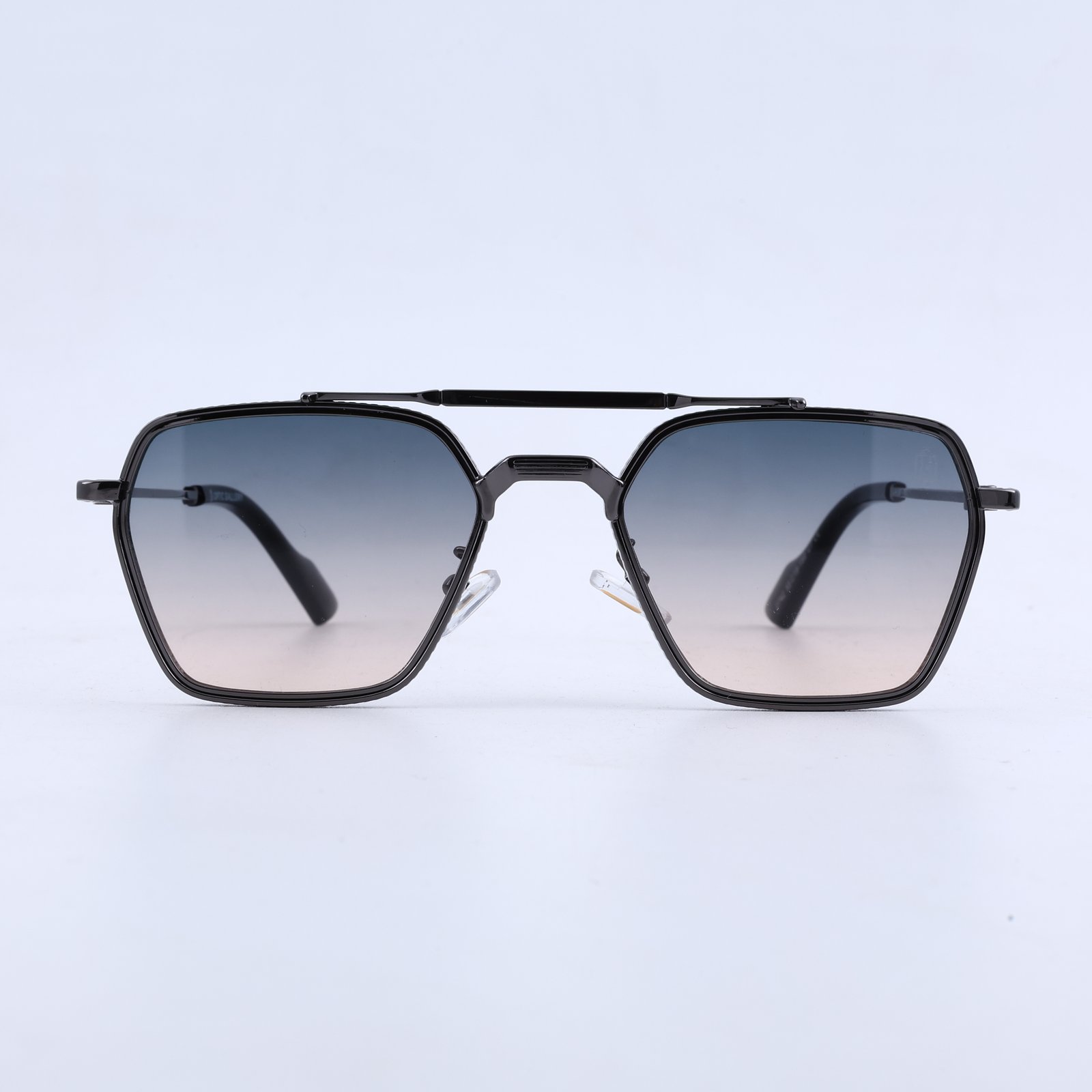 OG Titanium Monarch | Luxury Gunmetal Geometric Double-Bridge Sunglasses with Gradient Smoke Lenses