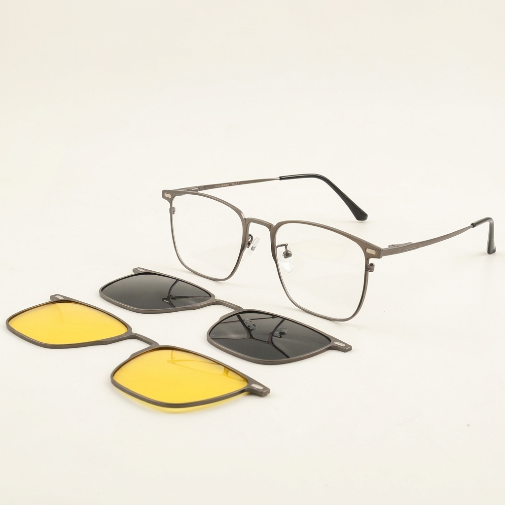 OG Titanium Sovereign | Premium Gunmetal Magnetic Clip-On Eyewear with Dual Lens Set