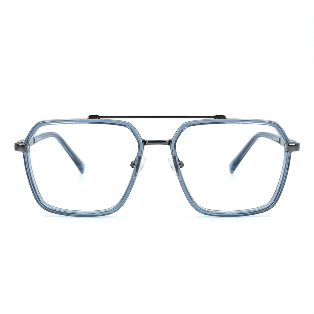 OG Twilight Light Blue & Gunmetal Eyeglasses – Square Full Rim Frame