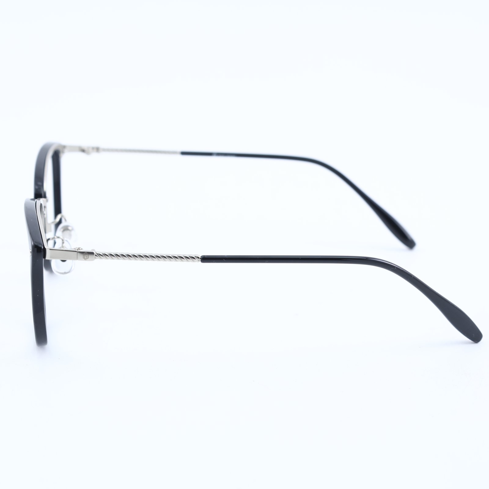 OG Urban Grace Full Rim Cat-Eye Eyeglasses | Black & Silver Slim Metal Hybrid Frame for Women