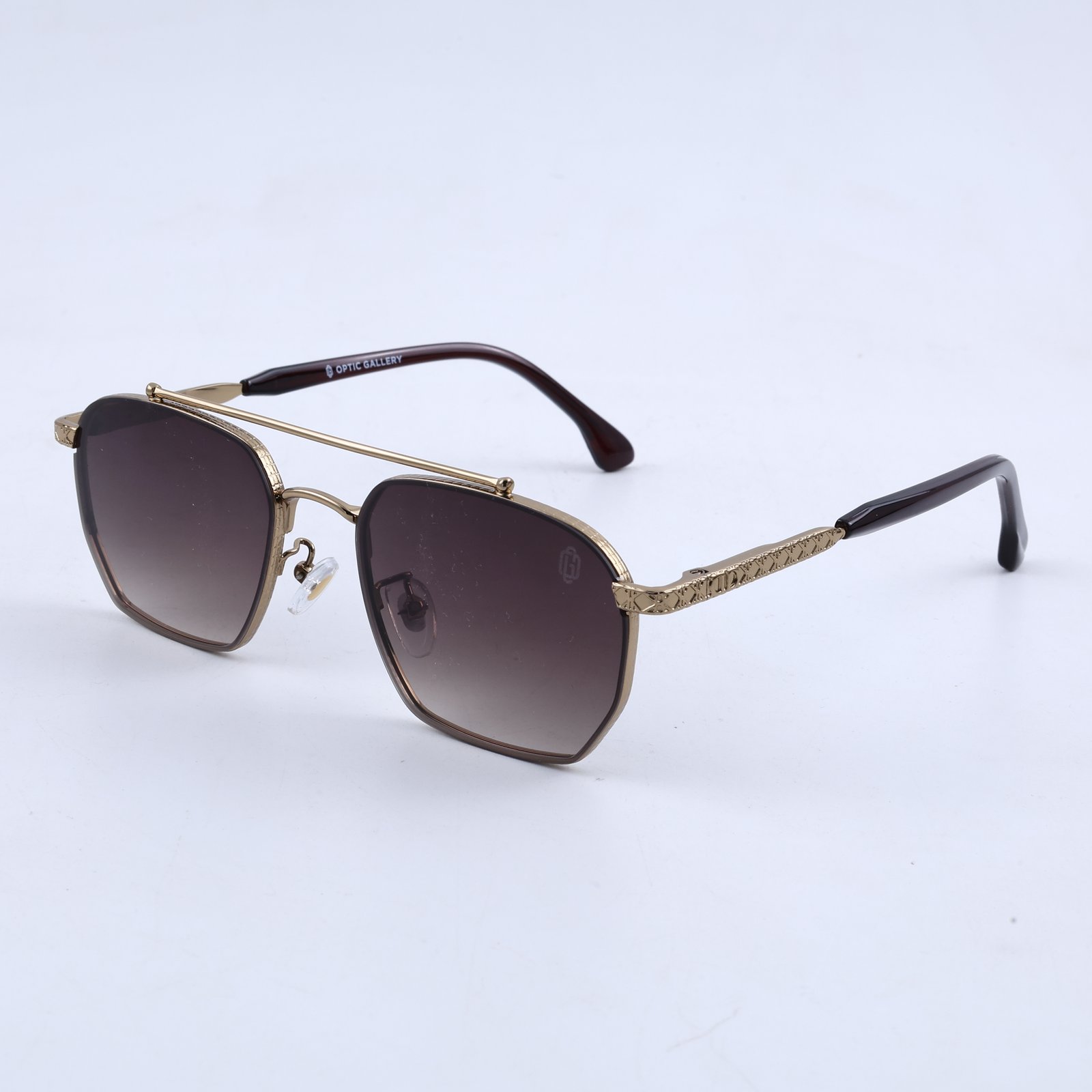 OG Vintage Luxe | Gold Aviator Square Sunglasses with Brown Gradient Lenses