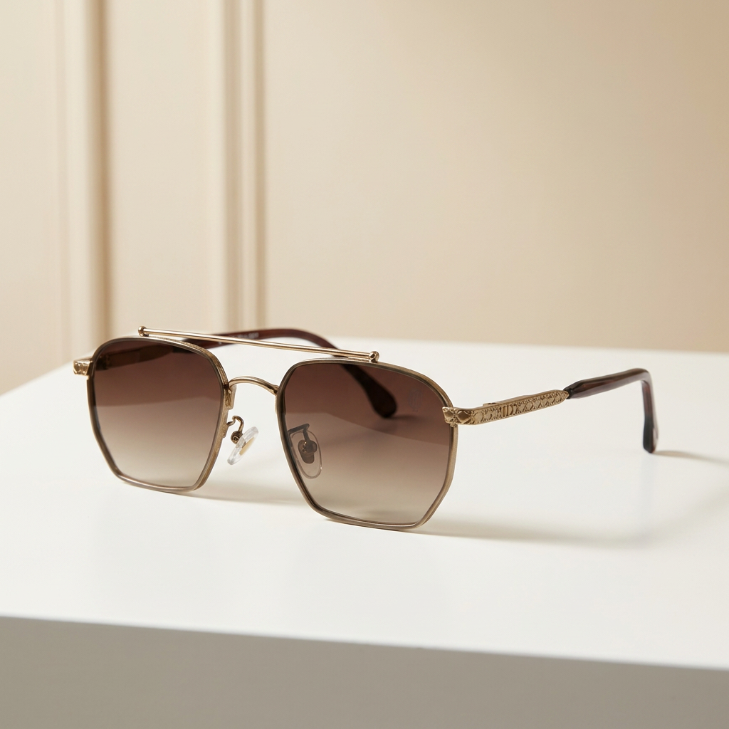 OG Vintage Luxe | Gold Aviator Square Sunglasses with Brown Gradient Lenses