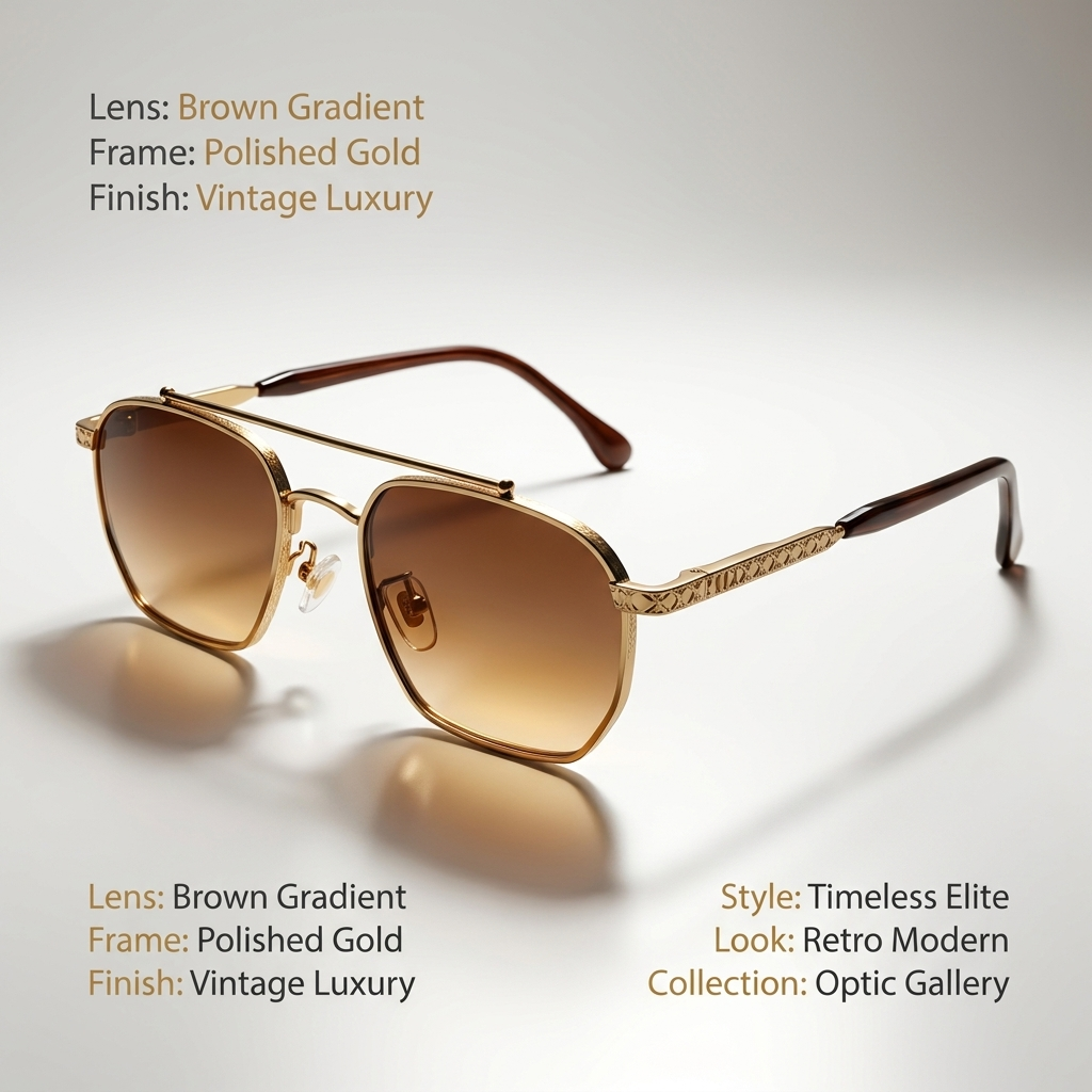 OG Vintage Luxe | Gold Aviator Square Sunglasses with Brown Gradient Lenses