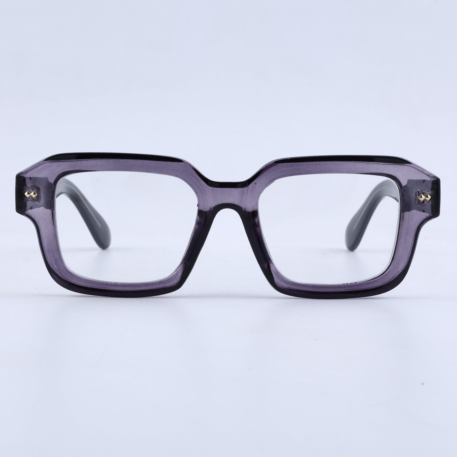 OG Violet Noir | Translucent Purple Square Eyeglasses with Black Gold Temples