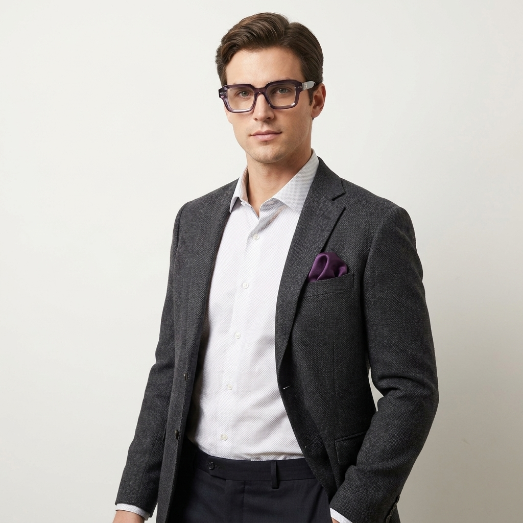 OG Violet Noir | Translucent Purple Square Eyeglasses with Black Gold Temples