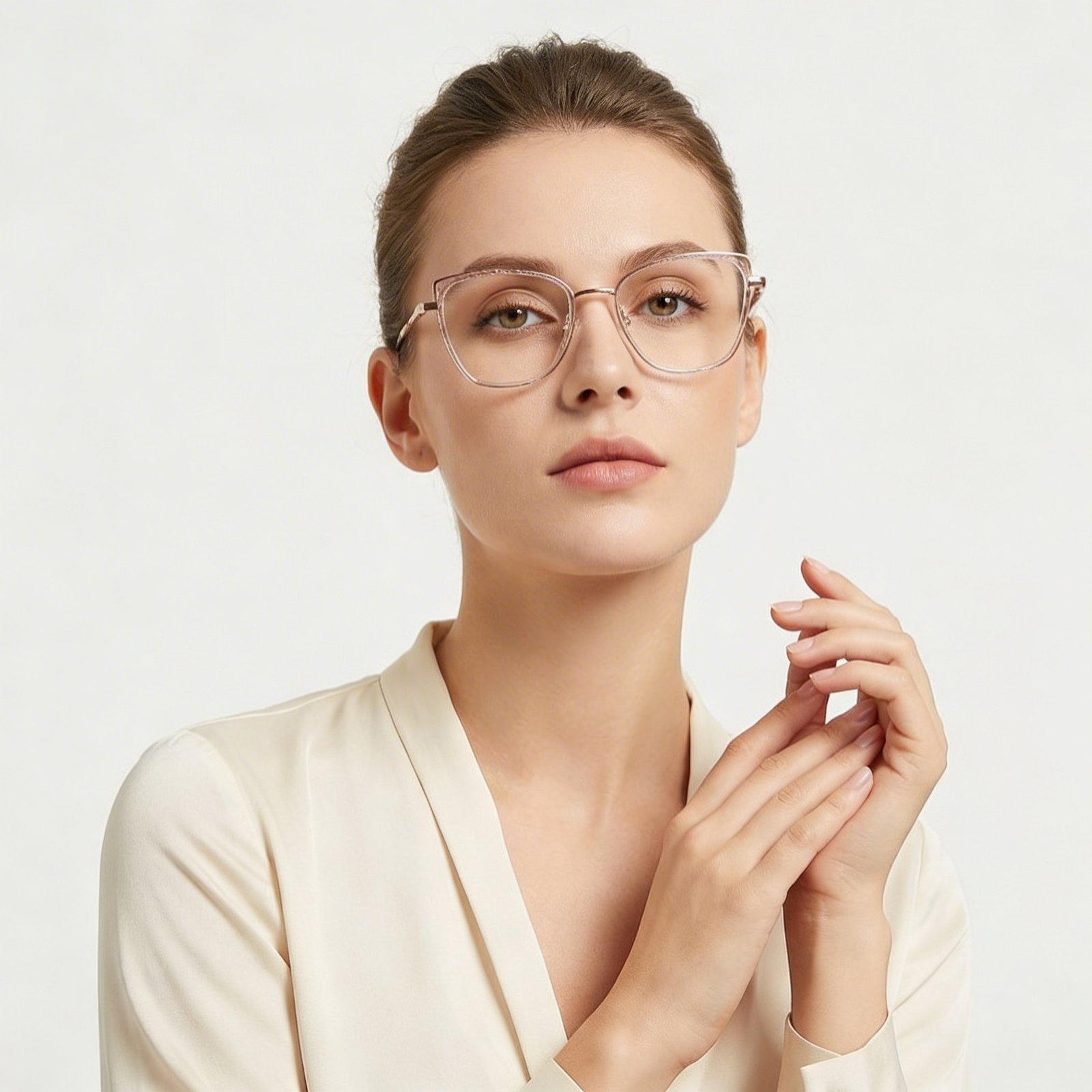 OG Cat Eye Full Rim Square Glasses | Matte Grey Frame for Women