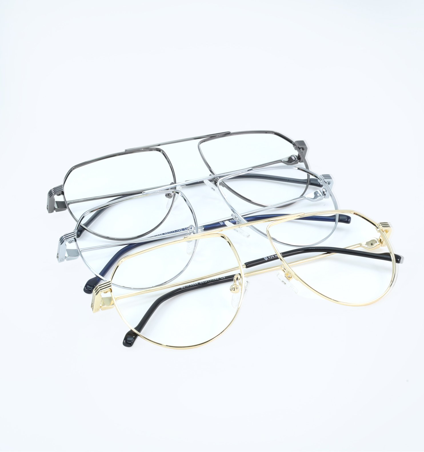 Retro Pilot Lightweight Metal Full Rim Eyeglasses – Classic Aviator Frame | Available in Grey & Golden