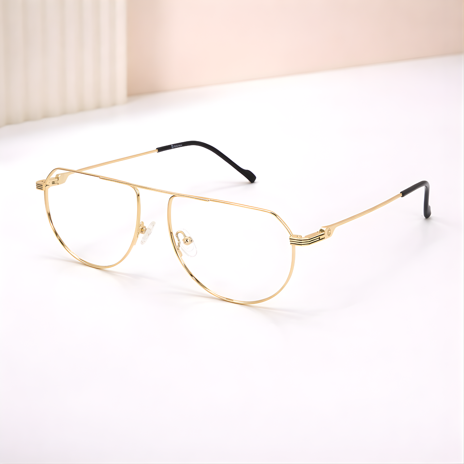 Retro Pilot Lightweight Metal Full Rim Eyeglasses – Classic Aviator Frame | Available in Grey & Golden