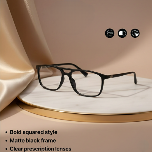 Square Drive Blue-Block Square Eyeglasses for Men & Women | Black, Brown & Grey
