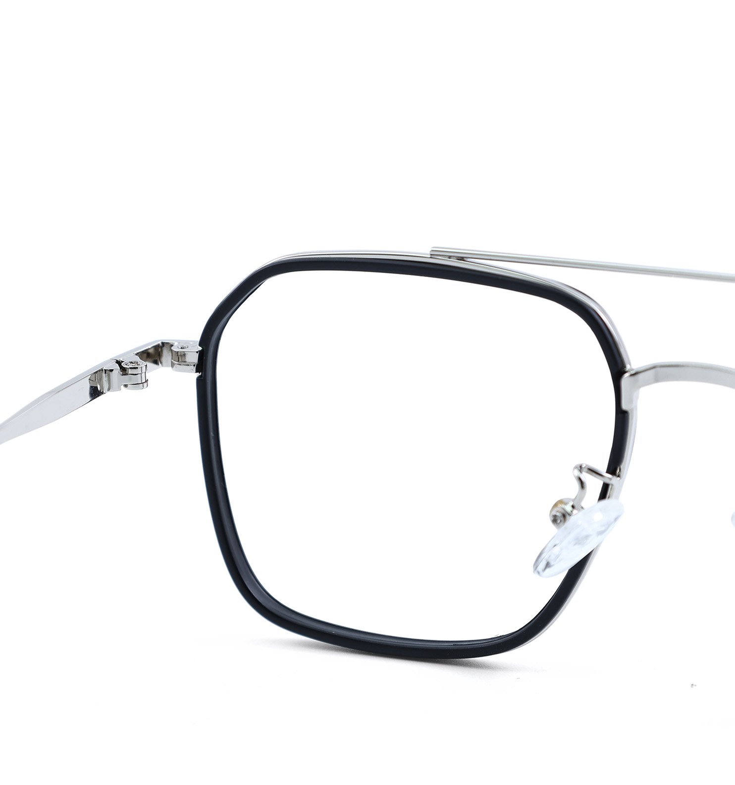 Square Metal Core Eyeglasses | Full Rim Optical Frame in Black & Brown