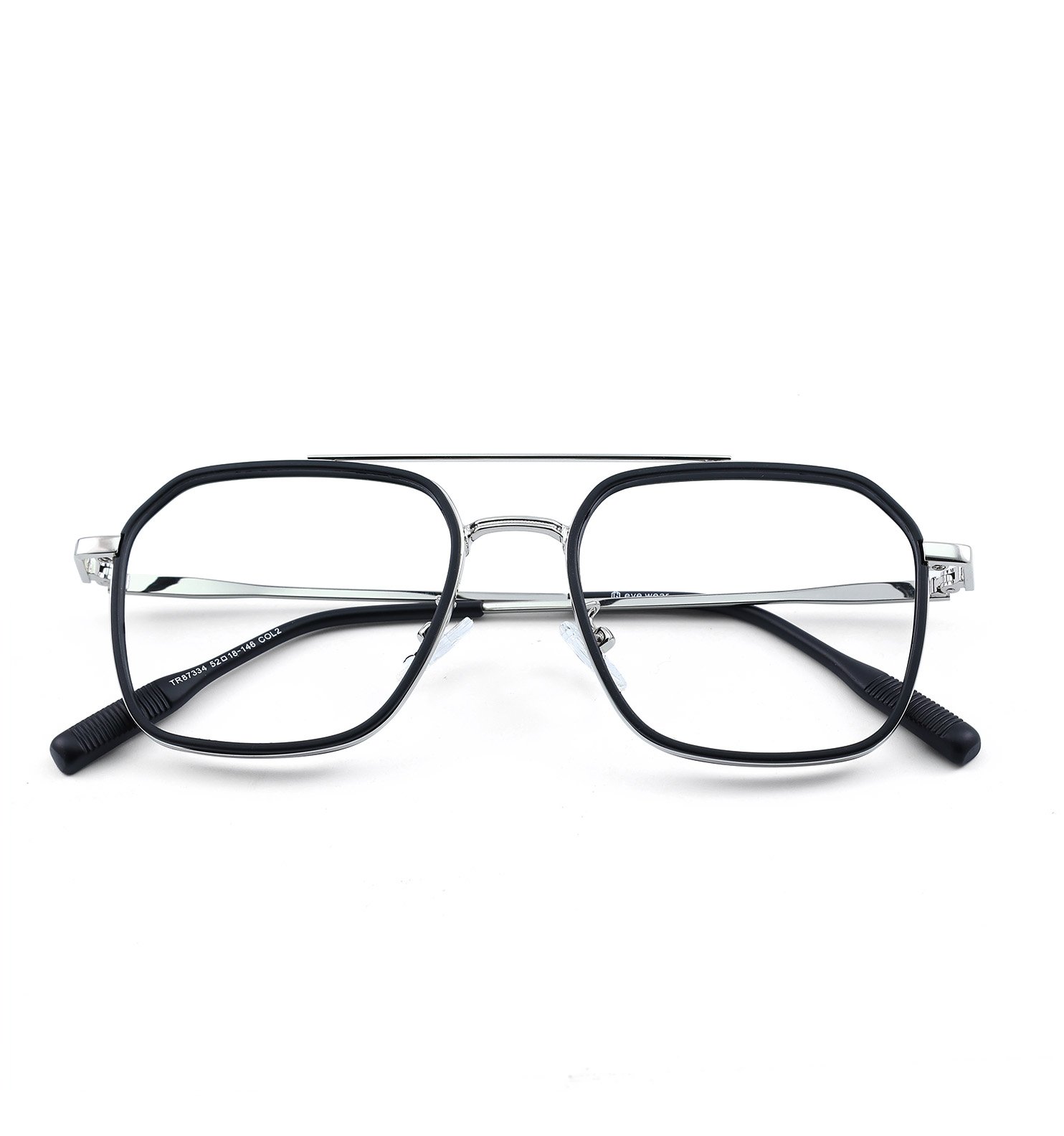 Square Metal Core Eyeglasses | Full Rim Optical Frame in Black & Brown