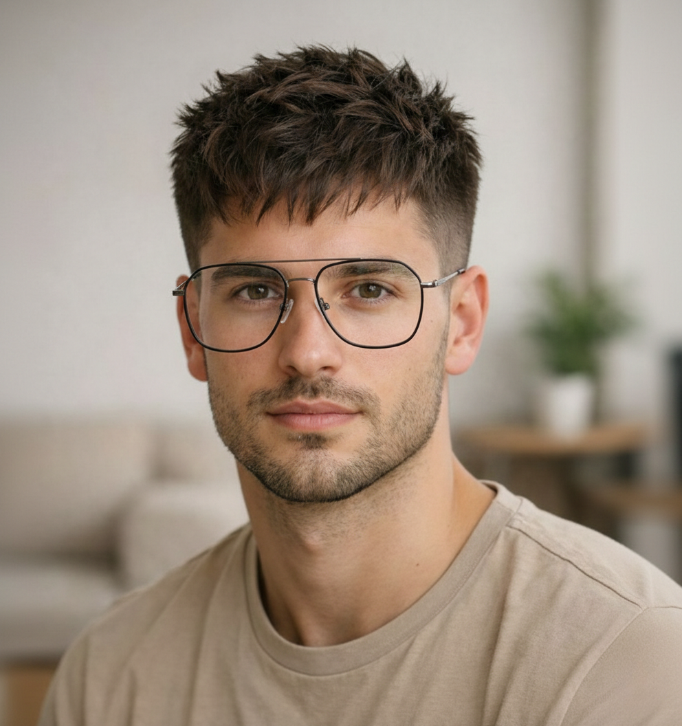 Square Metal Core Eyeglasses | Full Rim Optical Frame in Black & Brown