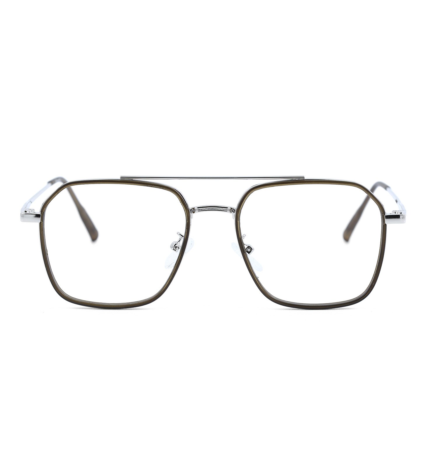Square Metal Core Eyeglasses | Full Rim Optical Frame in Black & Brown