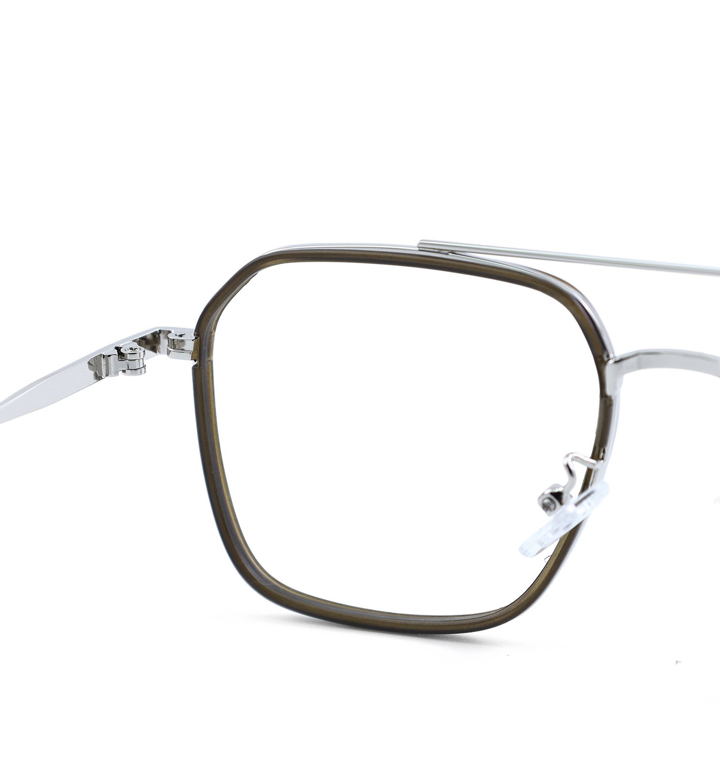 Square Metal Core Eyeglasses | Full Rim Optical Frame in Black & Brown