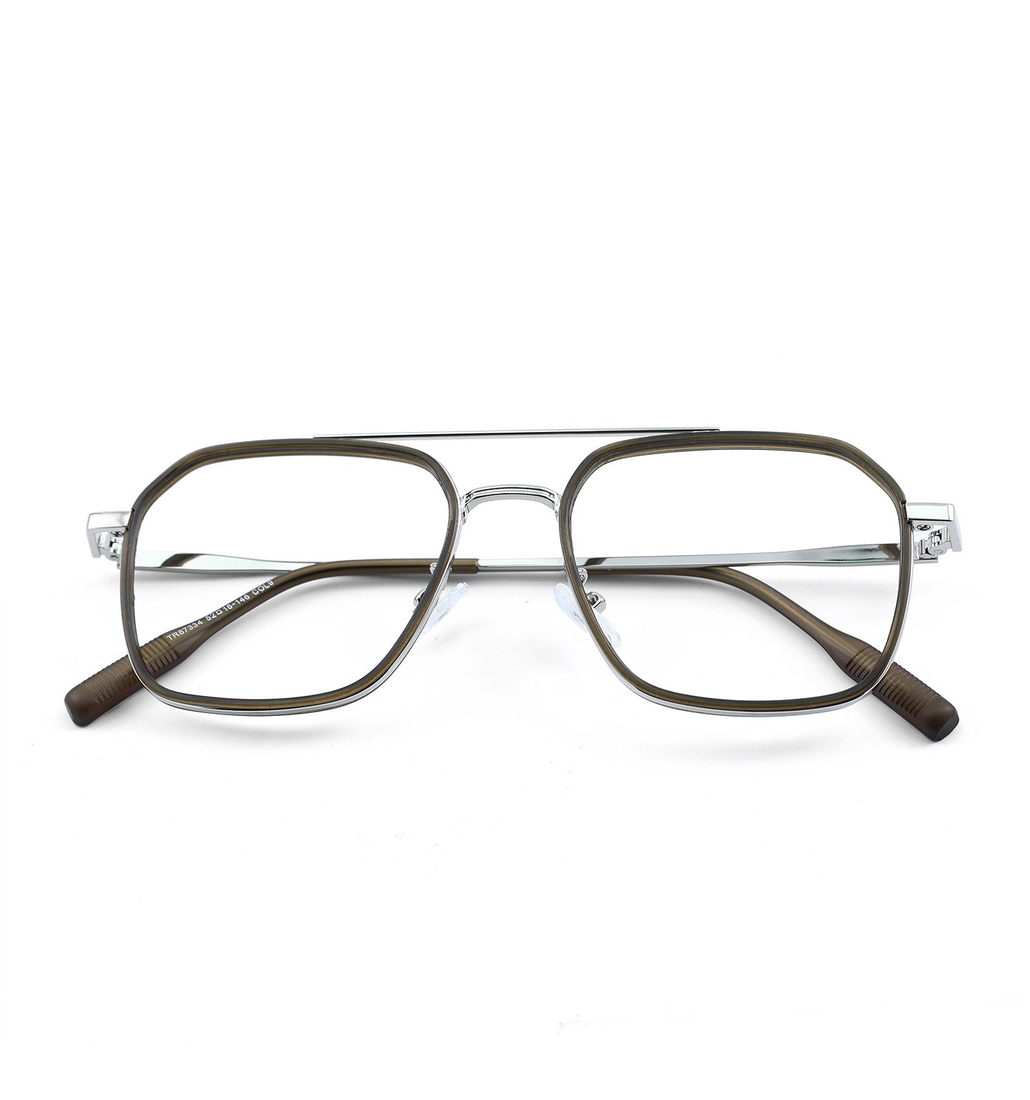 Square Metal Core Eyeglasses | Full Rim Optical Frame in Black & Brown
