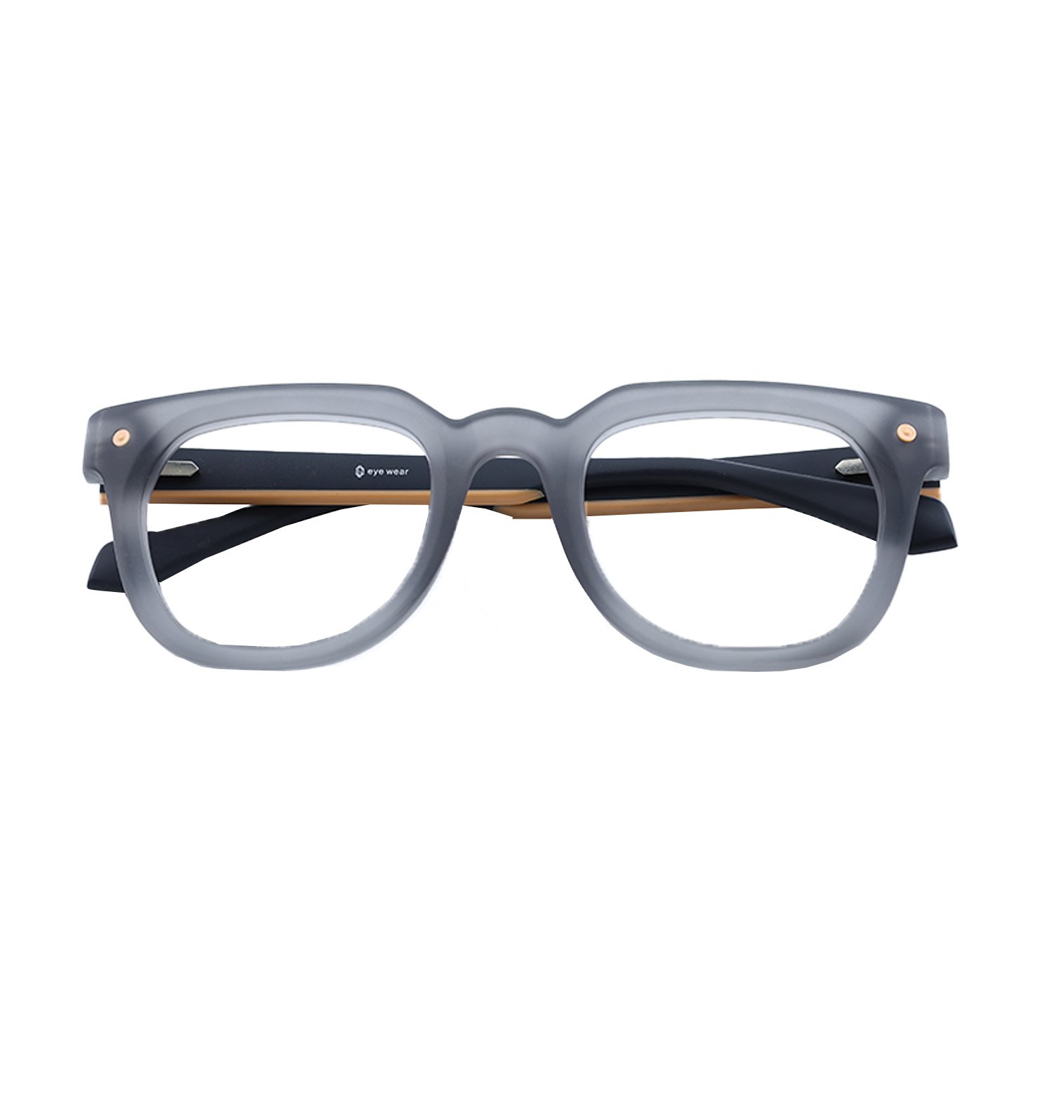 Square Modern Blue-Block Eyeglasses for Men & Women | Red & Yellow Frame