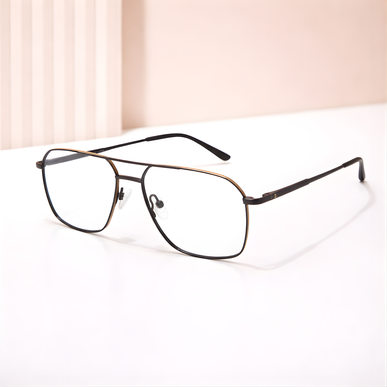 Thin Pilot Full Rim Metal Weightless Eyeglasses – Ultra-Light Aviator Frame | Available in Black & Grey