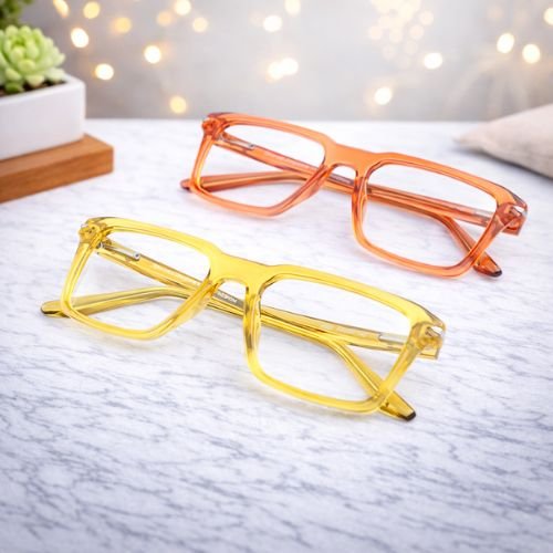 Urban Bold Square Frame Eyeglasses for Men – Orange & Yellow Full Rim Optical Glasses