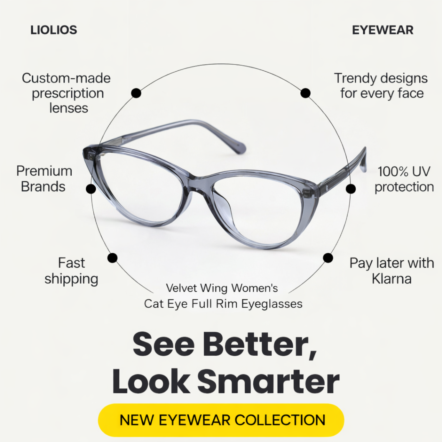 Velvet Wing Women’s Cat Eye Full Rim Eyeglasses | Elegant Stylish Optical Frame