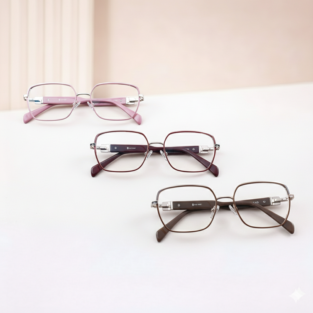 Women Prime Square Metal Eyeglasses | Premium Lightweight Optical Frame