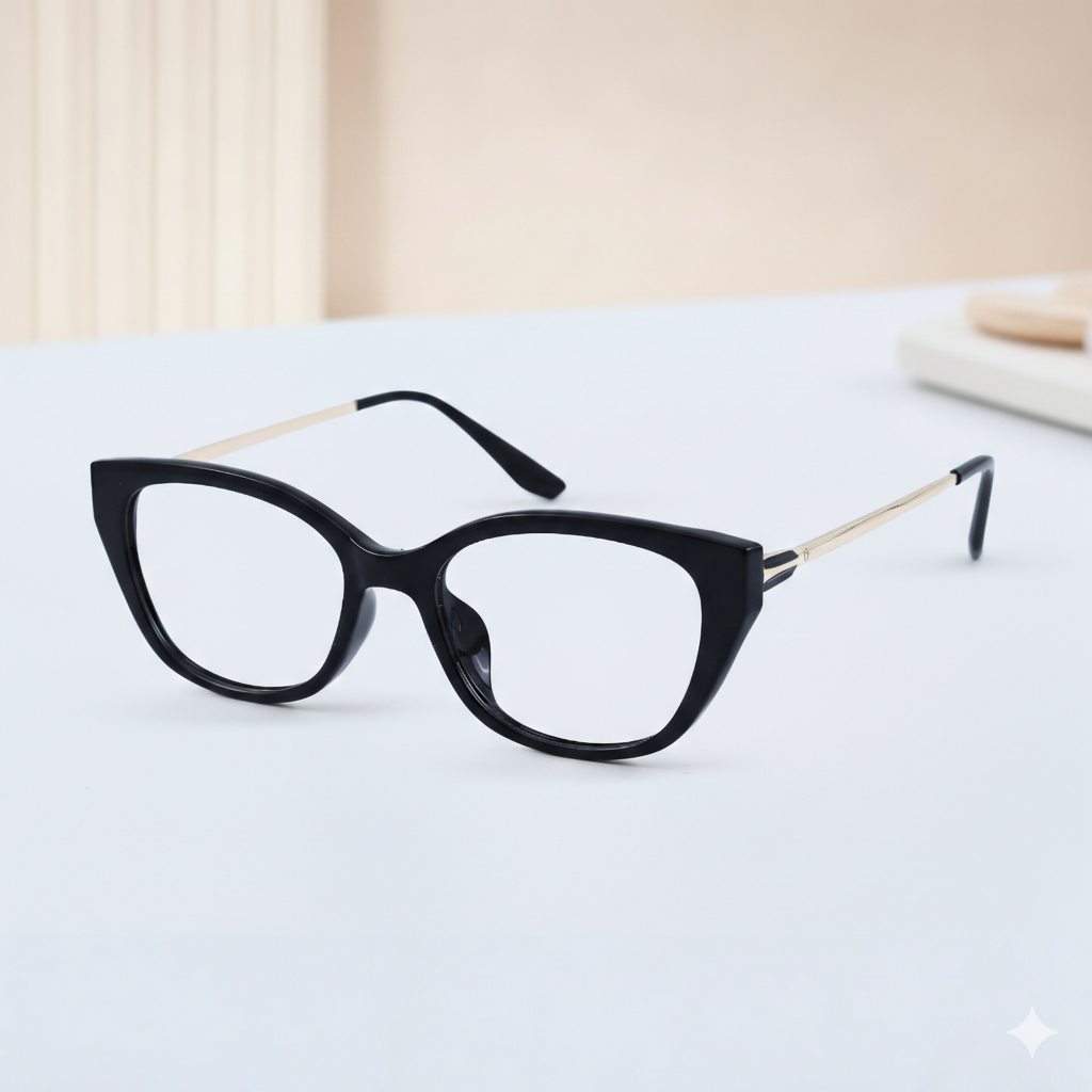 Women Velvet Curve Cat-Eye Eyeglasses | Full Rim Elegant Optical Frame