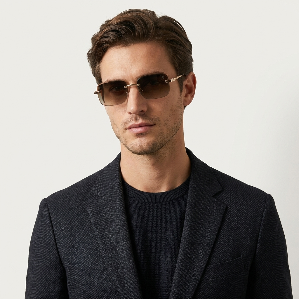 OG Luxe Rimless | Gold Minimal Gradient Smoke Sunglasses