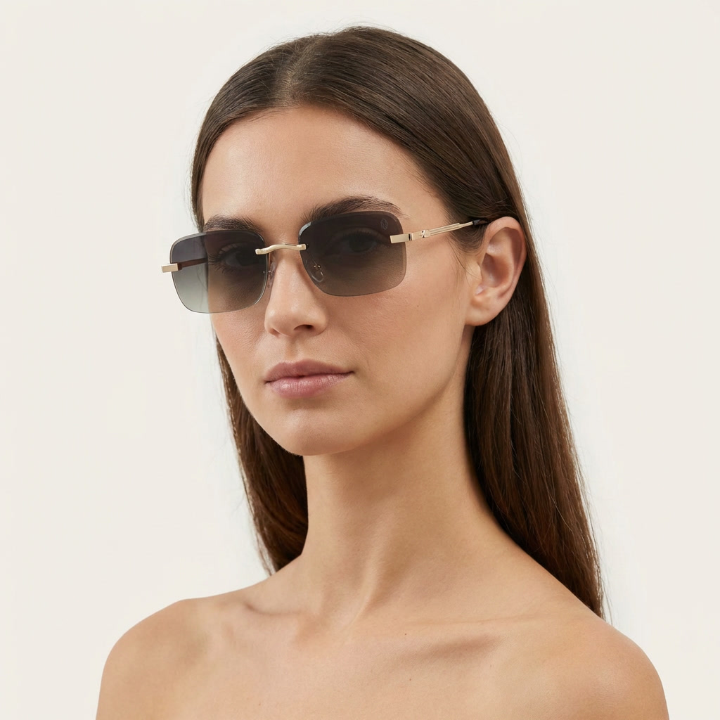 OG Luxe Rimless | Gold Minimal Gradient Smoke Sunglasses