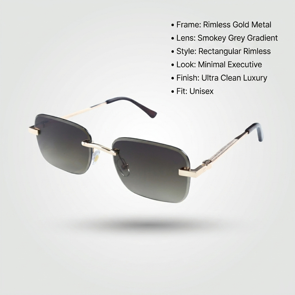 OG Luxe Rimless | Gold Minimal Gradient Smoke Sunglasses