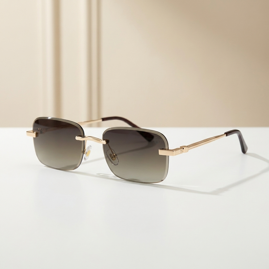 OG Luxe Rimless | Gold Minimal Gradient Smoke Sunglasses